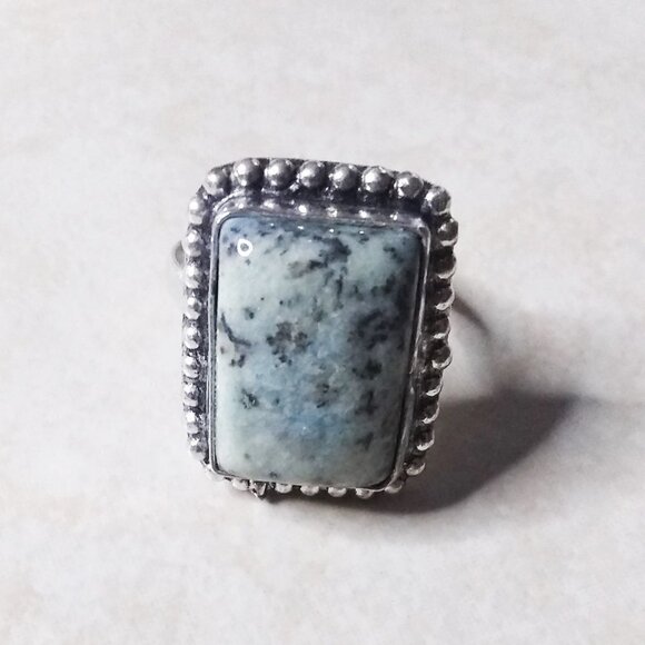 Milky Green Dendritic Agate Ring - Sz 7.25 - Minimalist Southwest & Boho Vibes - Picture 2 of 5